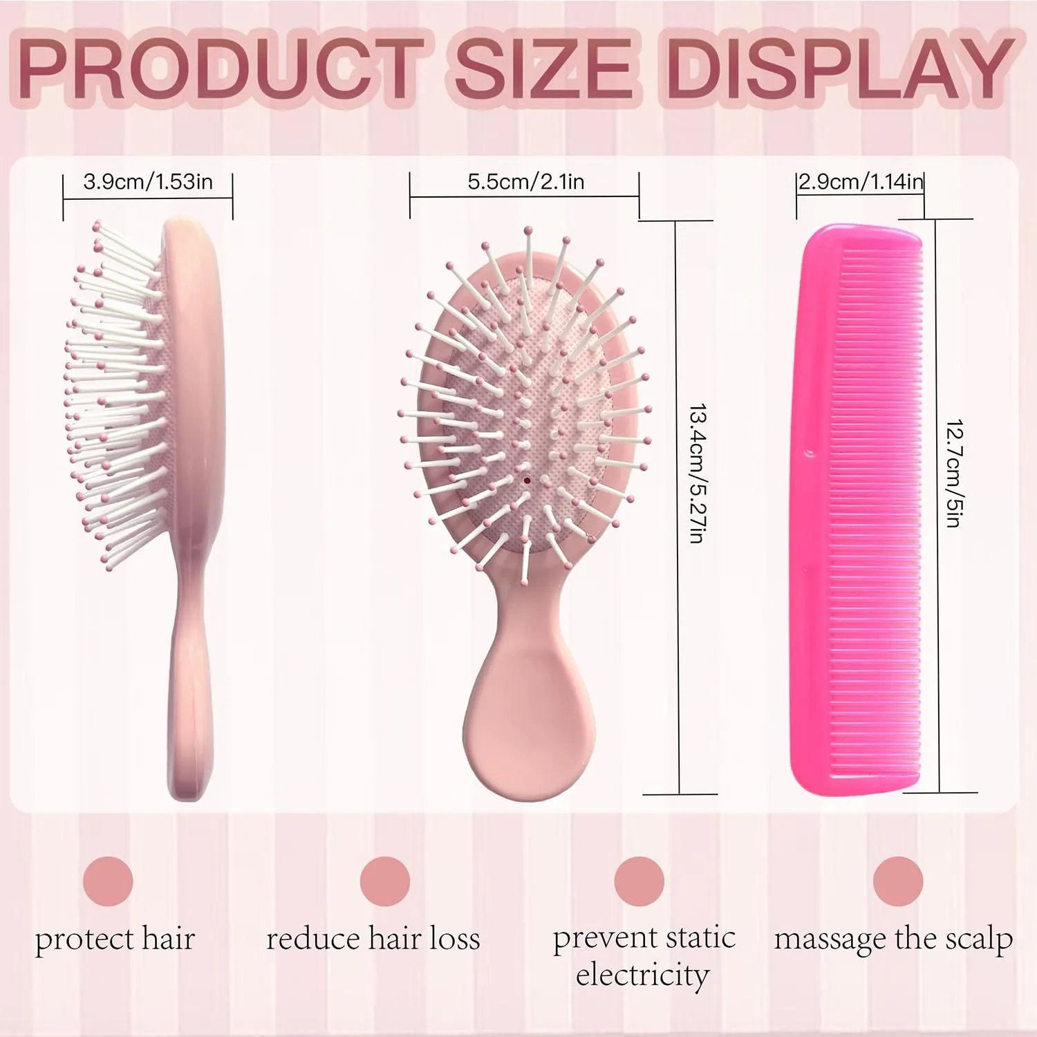 56 Pieces Mini Hair Brush, Detangling Hair Combs Set, Include 28 Travel Mini Brush for Hair 28 Fine Wide Hair Combs Wet Dry Hair for Girls Women Boys Men
