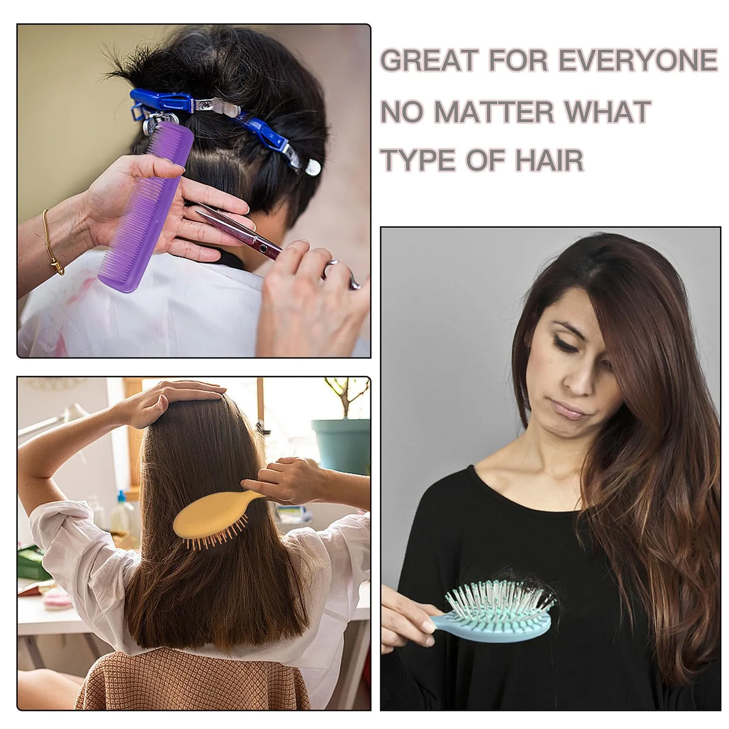 56 Pieces Mini Hair Brush, Detangling Hair Combs Set, Include 28 Travel Mini Brush for Hair 28 Fine Wide Hair Combs Wet Dry Hair for Girls Women Boys Men