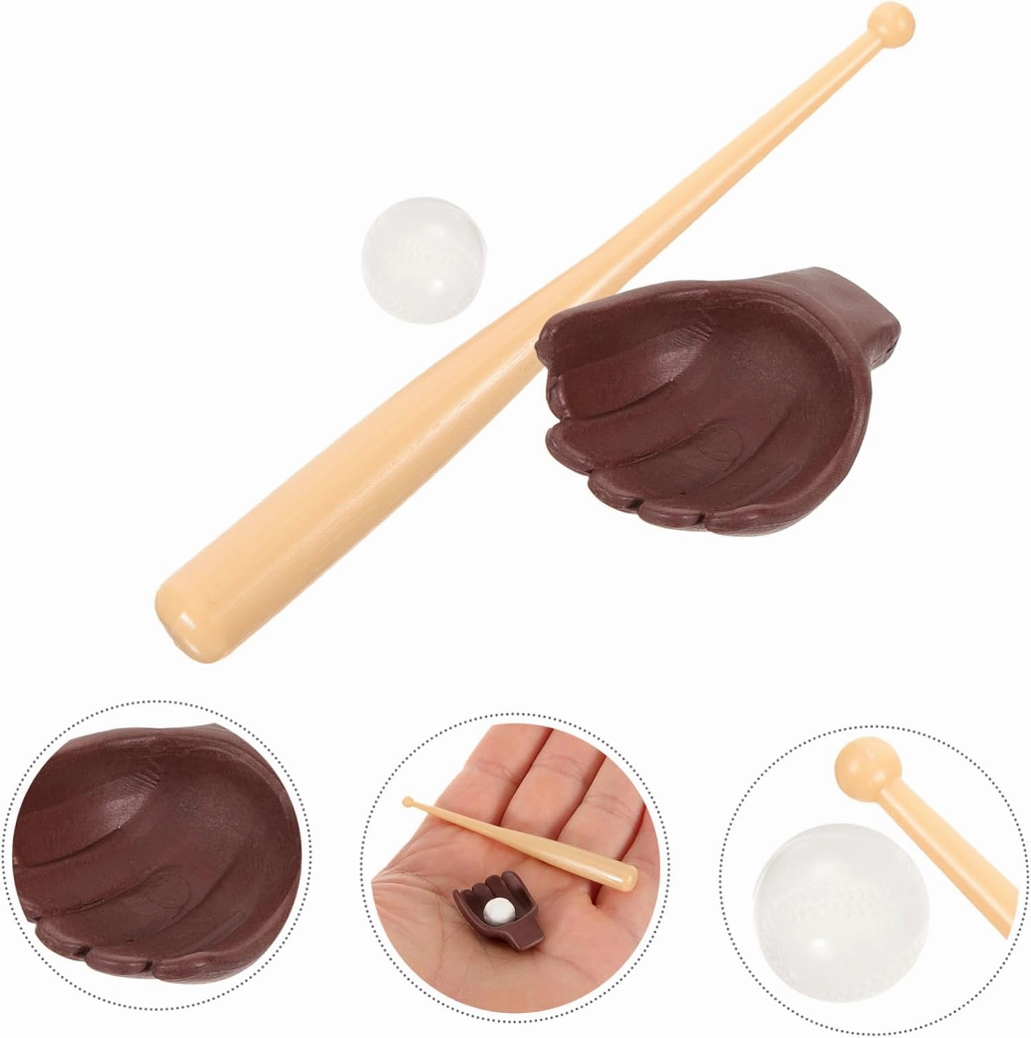 5 Sets Mini Baseball Bat Glove Ball Kit Miniature Sports Toys for Role Playset for Dollhouse Decor