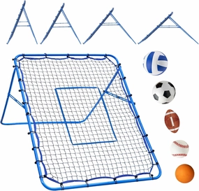5x4FT Volleyball Baseball Rebounder Net, Softball Rebounder Pitchback Net with 2 x 6-Angle Quick Adjustments, Target Ribbon for Precision, Easy Quick Setup,Ideal for Soccer Lacrosse and Sport Training