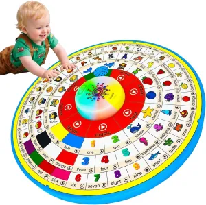 6 Months  Baby Toy,Age 1 2 3 Toddler Early Education Learning Machine,360° Degree Rotation Electronic Interactive Point Reader for Kid, with Music & RGB Lights,72 Words Pronunciation & Repeat & exam