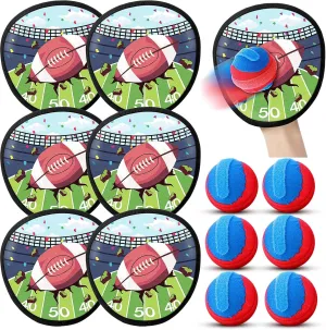 6 Pack Beach Toys Toss and Catch Ball Set Outdoor Games for Kids, Beginner Sticky Baseball Softball Glove Mitt Paddle Hand Throw Training Kit, Yard Pool Outdoor Indoor Games Activities Toy