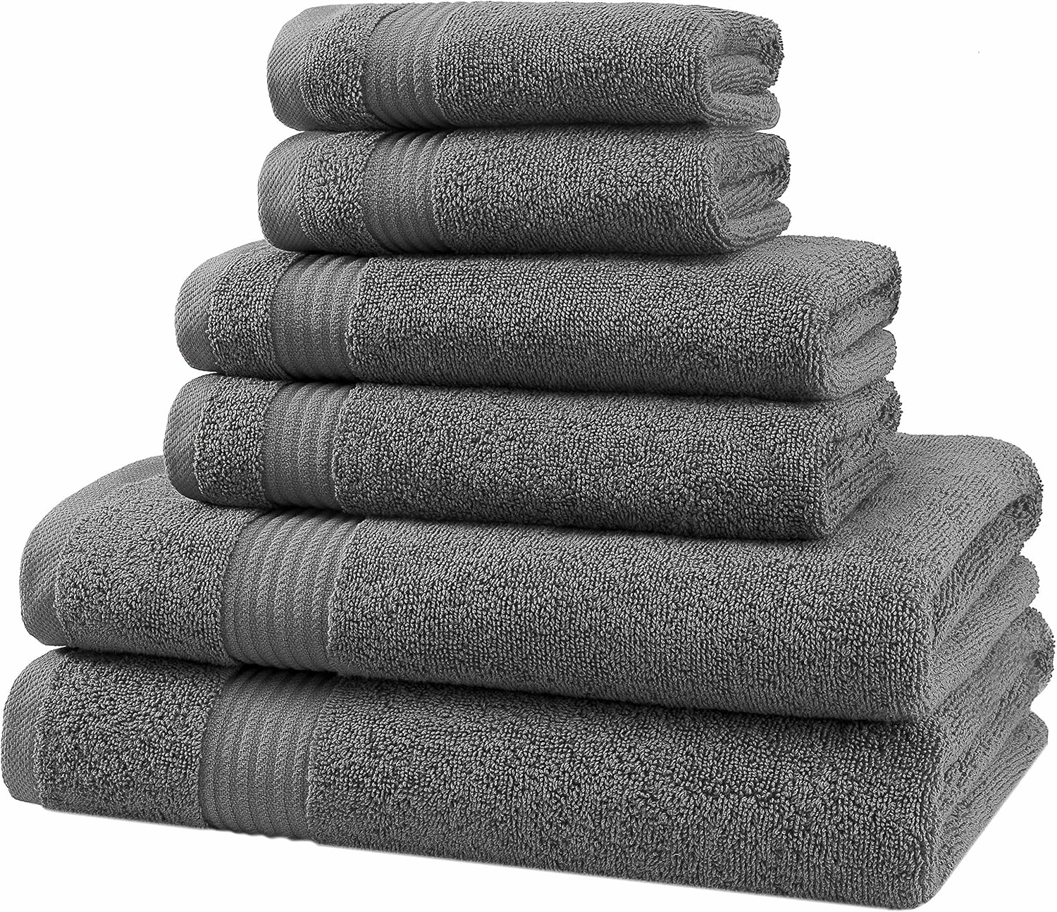 6 Piece Towel Set for Bathroom Clearance Prime, 100% Cotton Turkish Bathroom Towels, 2 Bath Towels 2 Hand Towels 2 Washcloths, Dark Gray
