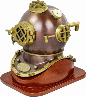 6" Scuba Diving Nautical Helmet | Maritime Ship's Decorative Helmet | Nagina International (6 Inches, Scutter Brown-On Base)