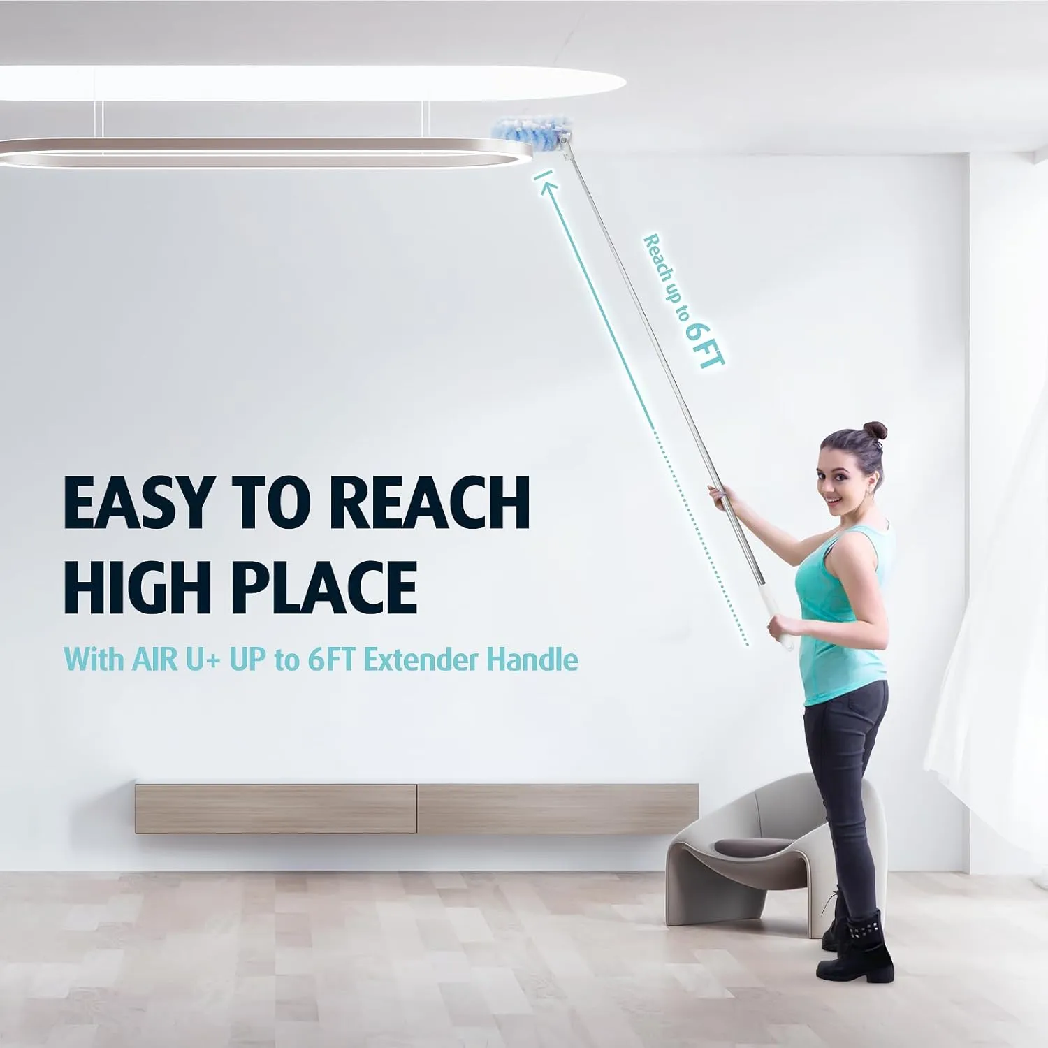6ft Extendable Duster Handle with 40 Refills, Compatible with Swiffer Duster, Disposable Microfiber Dusting Pads for Home Cleaning, Ceiling, Fan, Window, Hard-to-Reach Areas