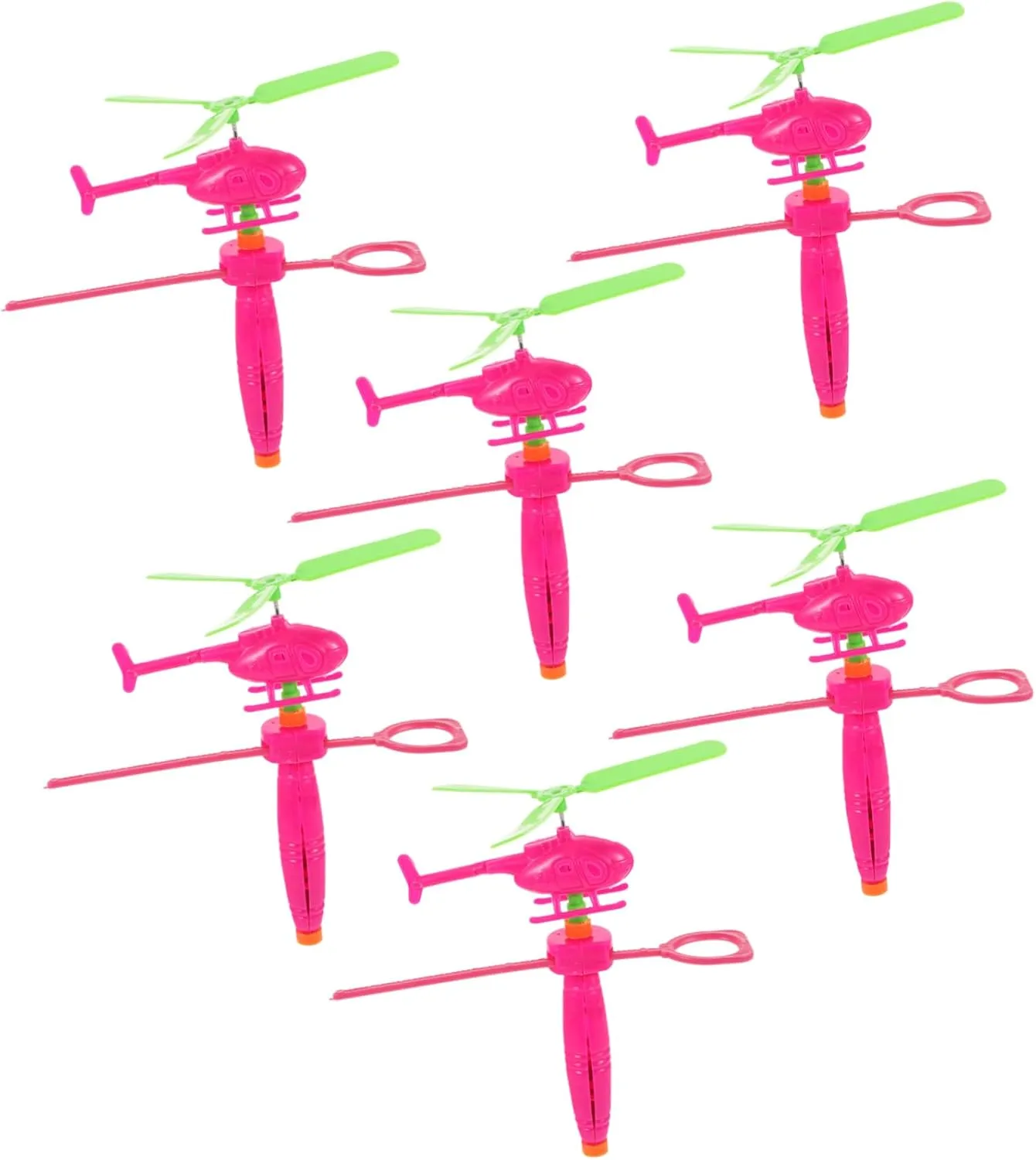 6pcs Pull Cord Helicopter Handle Pull Helicopter Funny Outdoors Pull String Plane UFO Flying Saucers Spinning Helicopter Educational Airplane