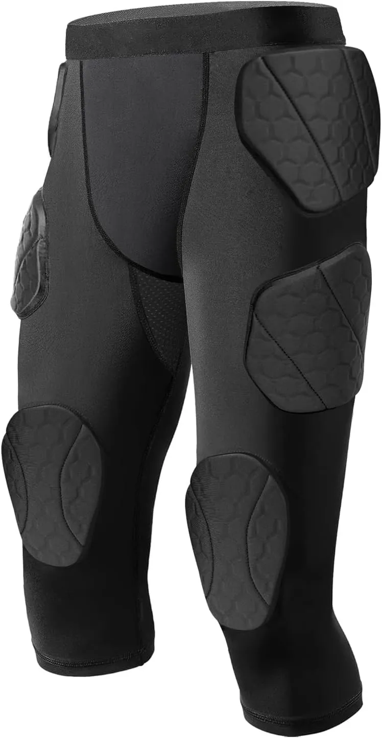 7 Pad Girdle Football Youth Football Girdle Youth Boys with Knee Integrated Hip Tailbone Thigh Pads- Basketball Padded Compression Shorts for Basketball Baseball Rugby Soccer