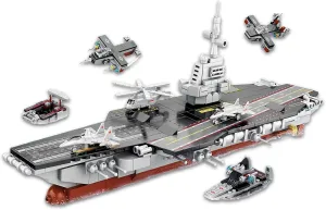 8 in 1 WW2 Aircraft Carrier Building Set, Military Cruiser Ocean Battleship Toy with Helicopter & Boat (25 Warship Models), 562 Pieces Naval Gifts for Adults or Boys 8 9 10 12 