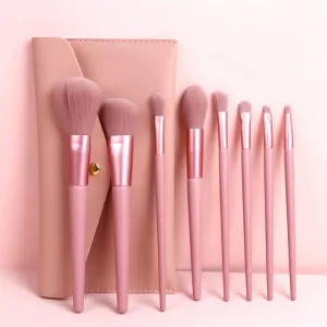 8 Makeup Brush Set Soft Wood Handle Loose Brush Concealer Brush Eyeshadow Brush Full Set Makeup Brush(D)
