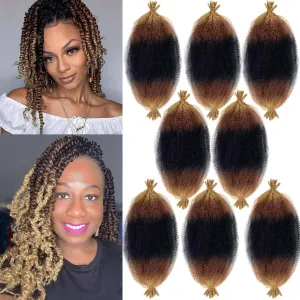 8 packs Marley Twist Braiding Hair 16 Inch T1B/30/27 Marley Hair Pre-Separated Springy Afro Twist Hair Extension Afro Twist Crochet Hair Braids Spring Twist for Black Women (16 Inch, 1B/30/27)