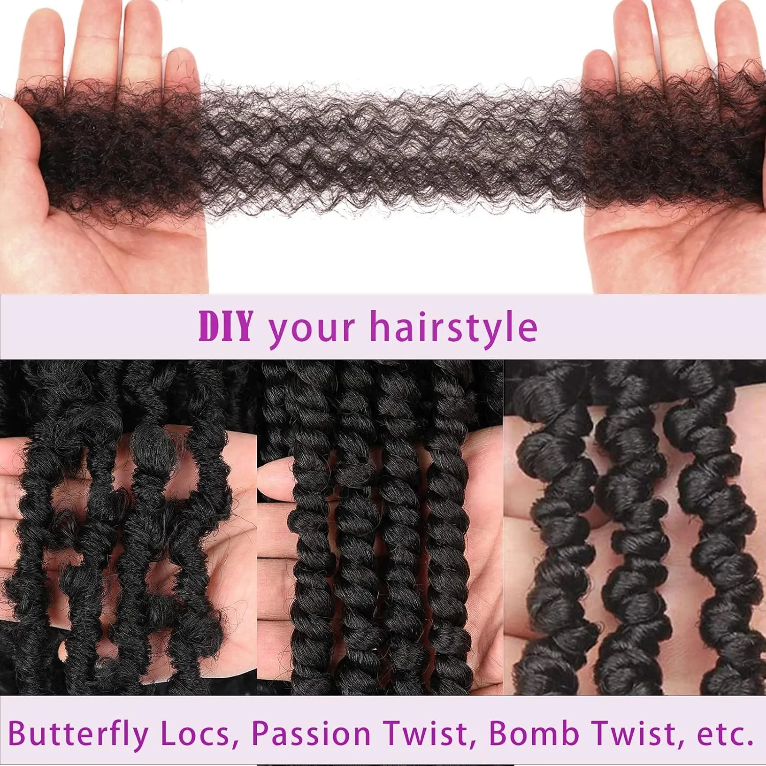 8 Packs Springy Afro Twist Hair 16 Inch Pre-Separated Spring Twist Hair for Soft Butterfly Locs Crochet Hair Marley Twist Braiding Hair Extensions for Black Women(16 Inch, 30#)