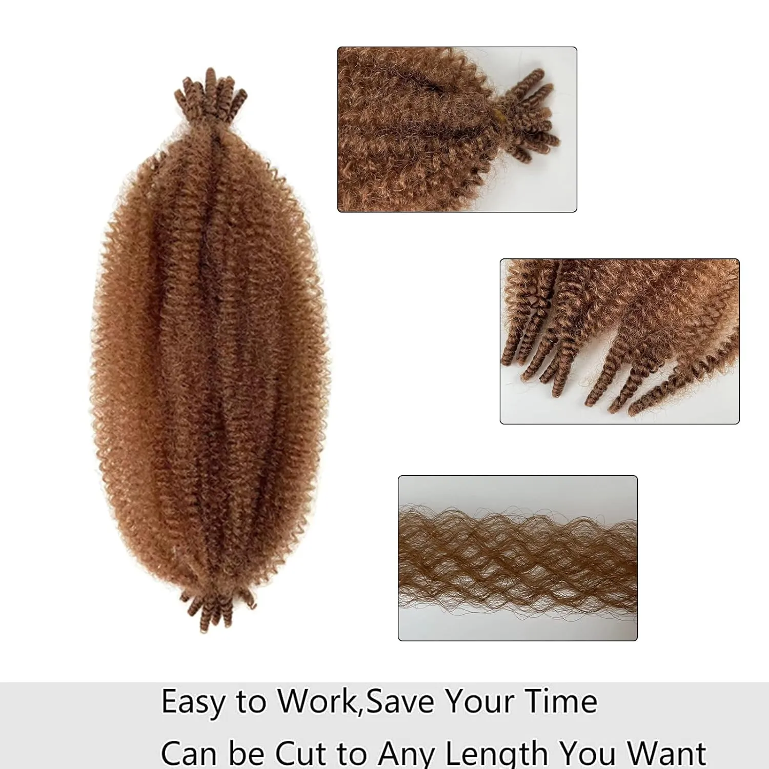 8 Packs Springy Afro Twist Hair 16 Inch Pre-Separated Spring Twist Hair for Soft Butterfly Locs Crochet Hair Marley Twist Braiding Hair Extensions for Black Women(16 Inch, 30#)