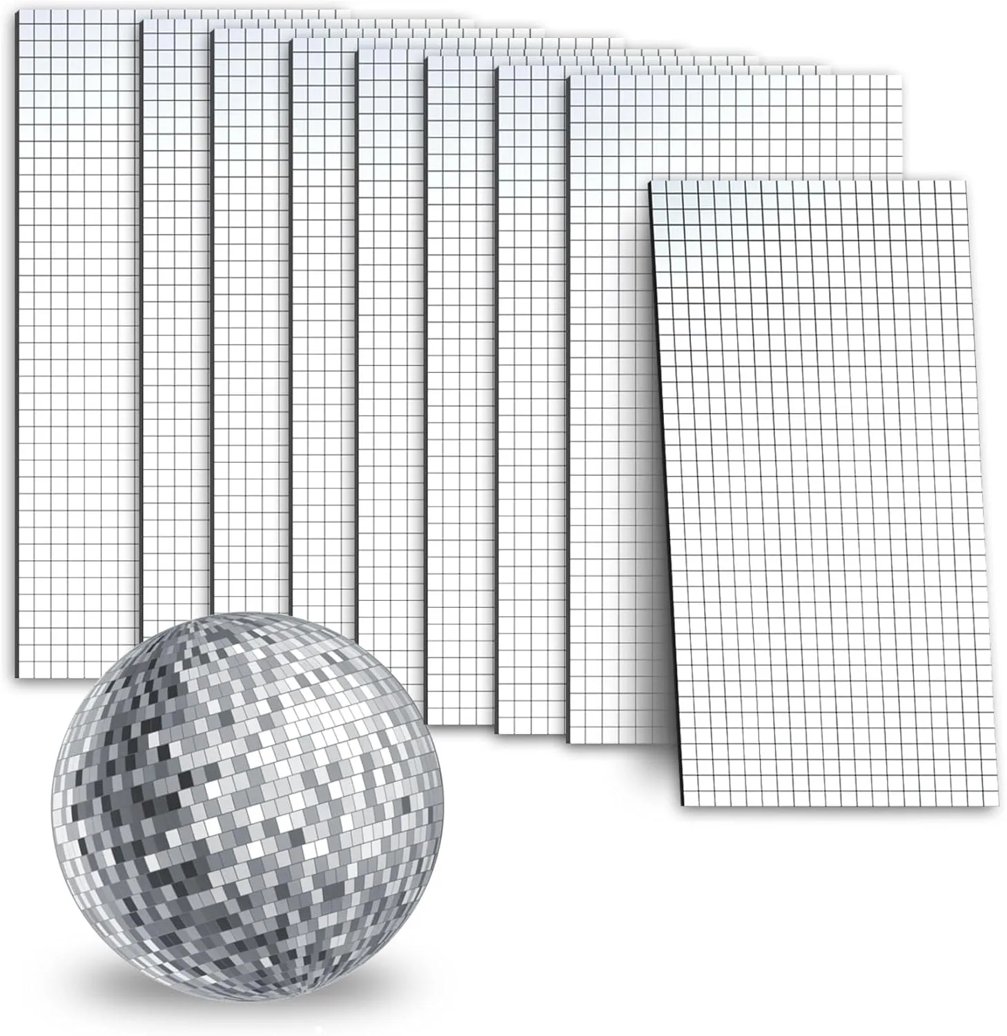 8000 PCS Disco Mirror Tiles, 7.5 x 7.5 mm Self Adhesive Mosaic Tiles for Disco Ball Decor, DIY Craft Party Decoration