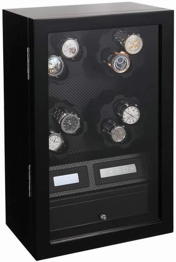 8 5 Watches Automatic Watch Winder Lntelligent Touch Screen with Drawer Wood Box 8 Modes 2 Power Supply Mode-30.6×18.6×48.8Cm,Black