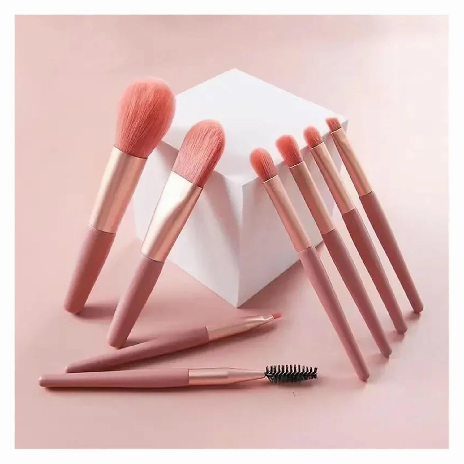8pcs Professional Makeup Brush Set Cosmetic Powder Eye Shadow Foundation Blush Blending Concealer Beauty Make Up Tool Brochas(Green with bag)