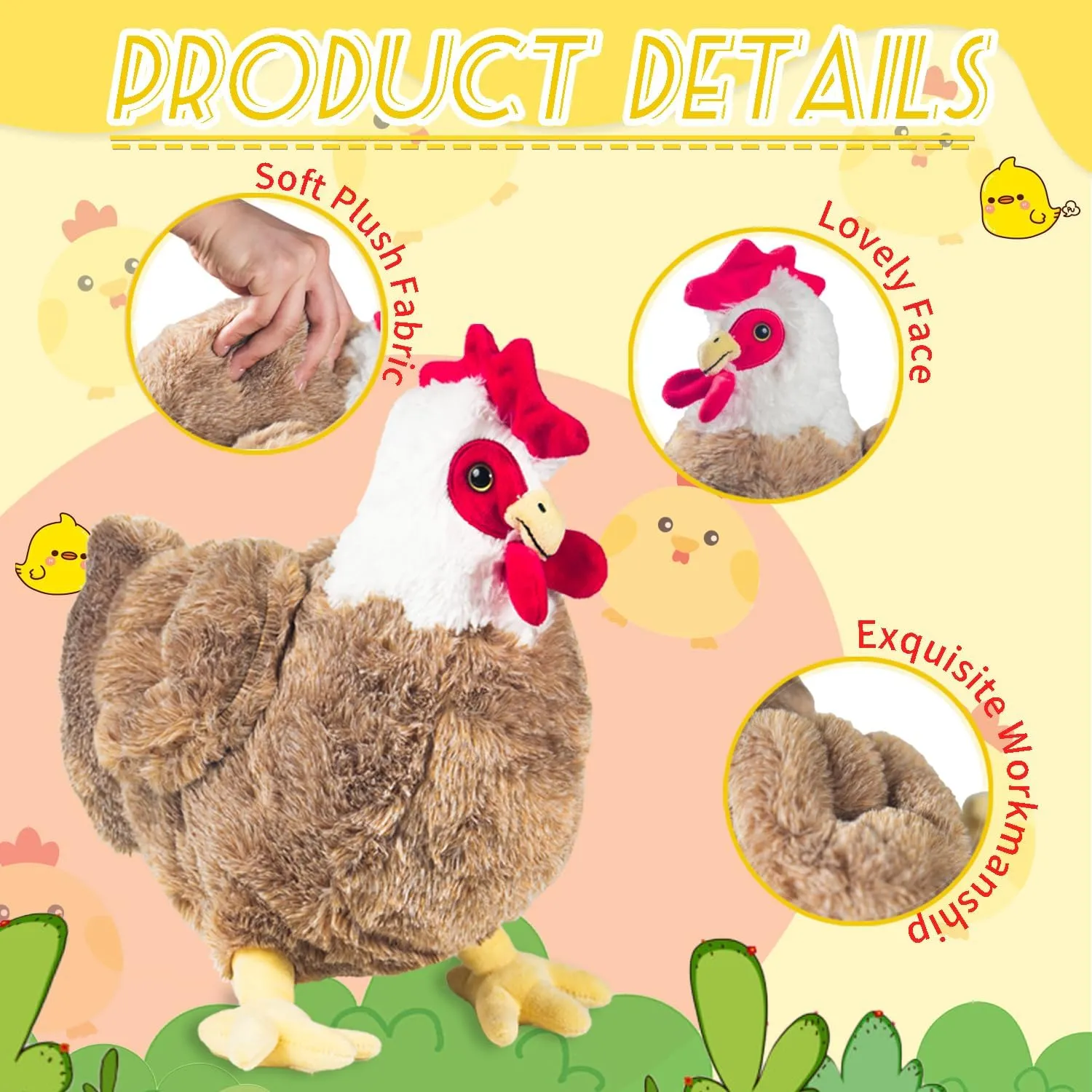 9 In 1 Chicken Stuffed Animal Set, Stuffed Chicken Plush Toys Egg Laying Hen with Zippered Belly, Baby Chicks Plush Chickens, Eggs and Coop for Kids Girls Boys Birthday Easter Stuffers Gifts