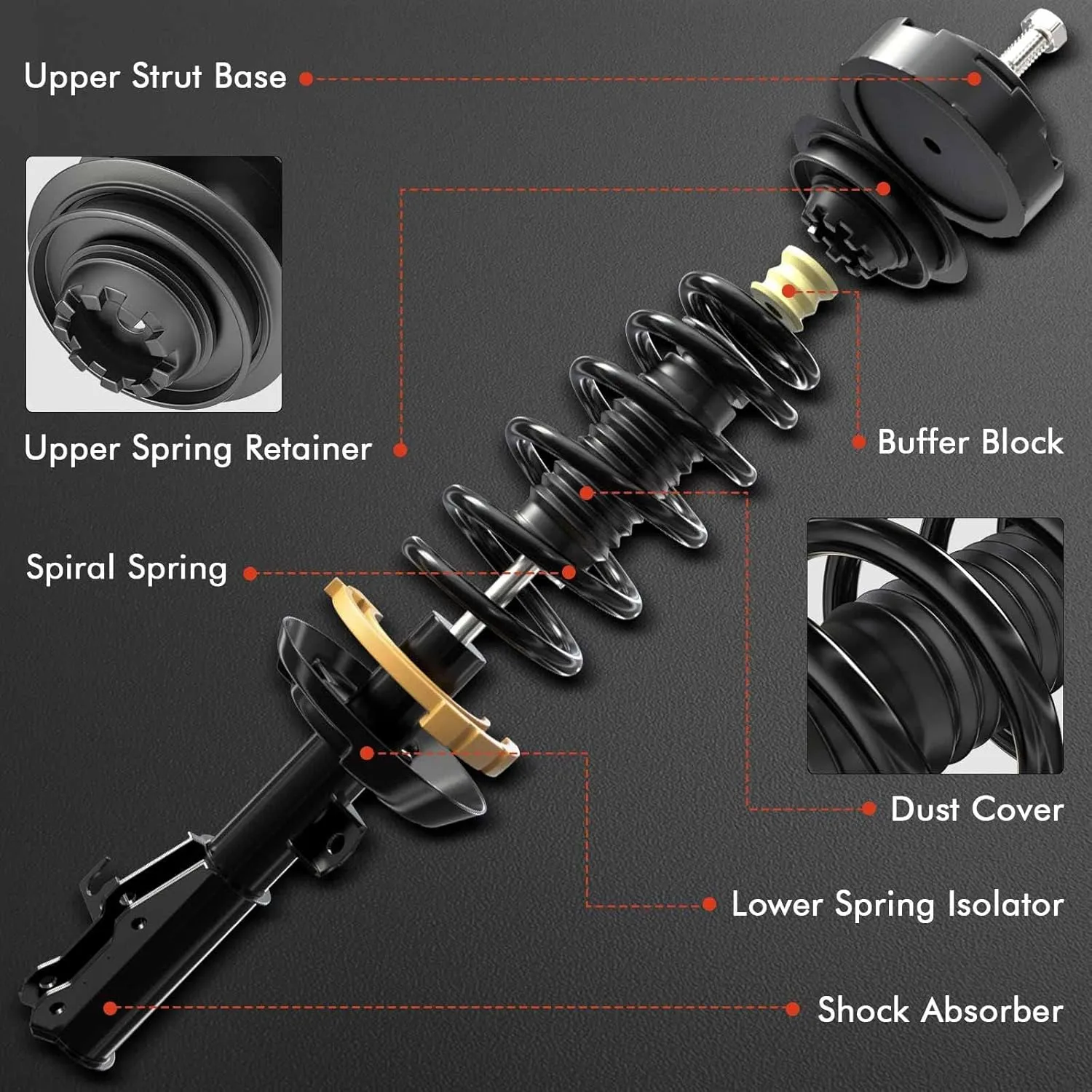 A-Premium Front Complete Strut & Coil Spring Assembly Compatible with Mini Cooper 2007-2015 L4 1.6L, without Sports Package, 2-PC Set