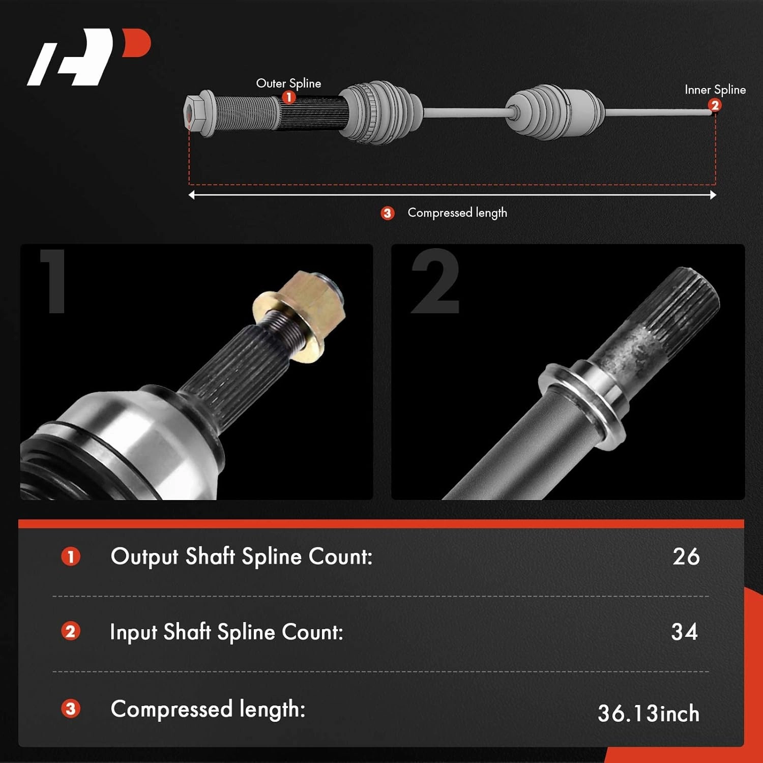 A-Premium CV Axle Shaft Assembly Compatible with Mini Cooper 2002 2003 2004 2005 2006 2007 2008, L4 1.6L Supercharged, Manual Transmission, Front Right Passenger Side