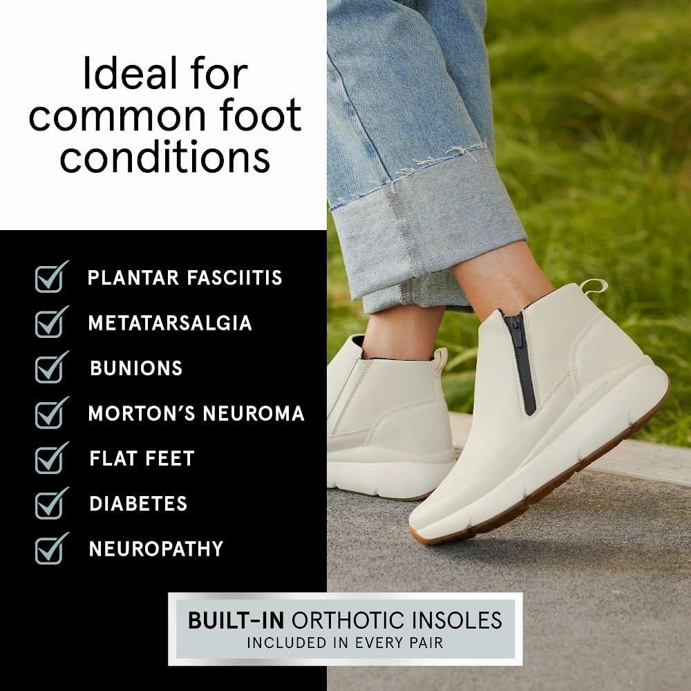ABEO MXV Shift Zip Booties for Women | Fall Boots for Women | Water Resistant Leather | Built-In Orthotic Insole