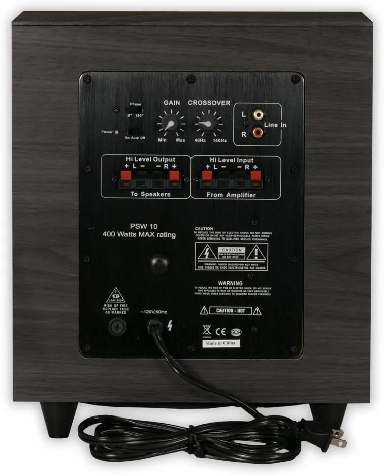 Acoustic Audio PSW-10 400 Watt 10-Inch Down Firing Powered Subwoofer (Black)