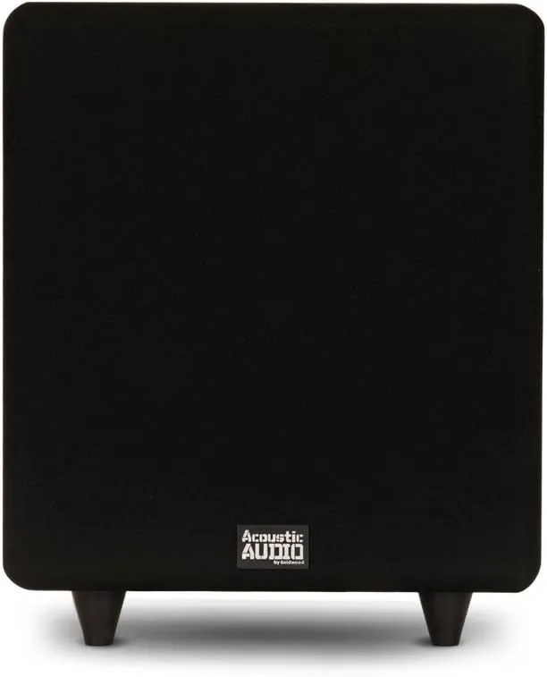 Acoustic Audio PSW400-10 Home Theater Powered 10" LFE Subwoofer Black Front Firing Sub,400 Watts