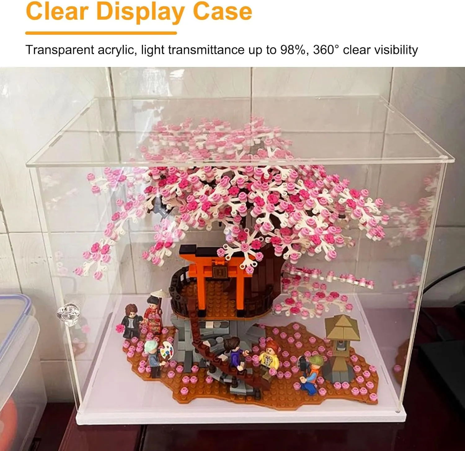 Acrylic Display Case Small Clear Acrylic Box Stackable, Action Figure/Stuffed Animal Display Riser Stand, Rectangle Transparent Display Case Storage Bins(10 x 20 x 20 cm (4 x 8 x 8 in))