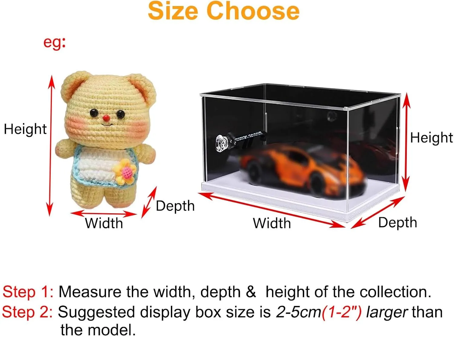 Acrylic Display Case Small Clear Acrylic Box Stackable, Action Figure/Stuffed Animal Display Riser Stand, Rectangle Transparent Display Case Storage Bins(10 x 20 x 20 cm (4 x 8 x 8 in))