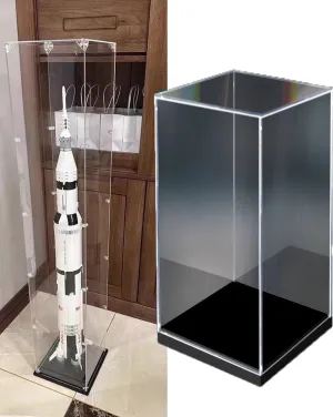 Acrylic Display Case Tall Narrow Display Box for Diorama Model, Stackable Acrylic Showcase Cabinet with Black Base, Clear Action Figures Storage Bins for Toys Lovers(10x10x30cm(4x4x12in))