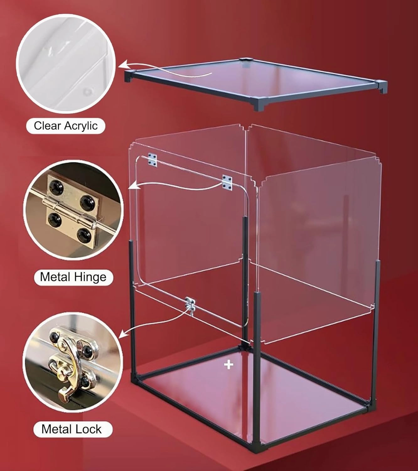 Acrylic Display Case Dustproof Rectangular Cube Showcase, Clear Acrylic Box Storage Containers UV Protected, Small Plastic Display Bins Alternative Glass Case(25x15x15cm(10x6x6in))