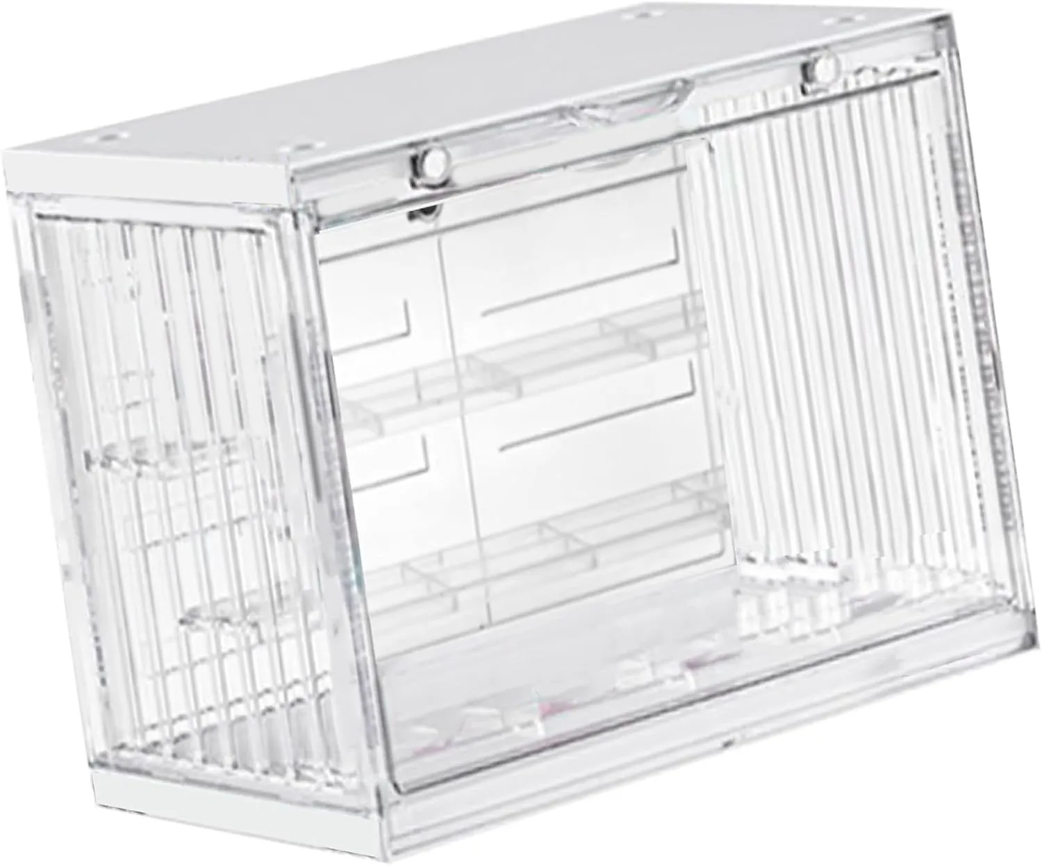 Action Figure Display Case Shelf, Stackable Plastic Doll Display Case Ladder Design for Home (Transparent)
