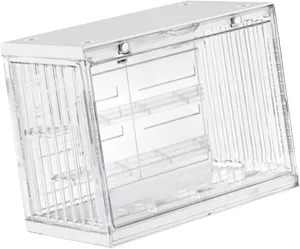 Action Figure Display Case Shelf, Stackable Plastic Doll Display Case Ladder Design for Home (Transparent)