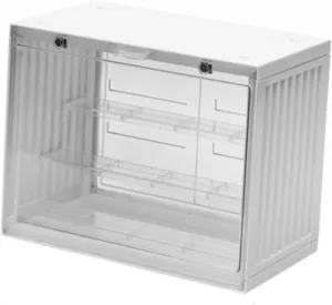 Action Figure Display Case Shelf, Stackable Plastic Doll Display Case Ladder Design for Home (White)