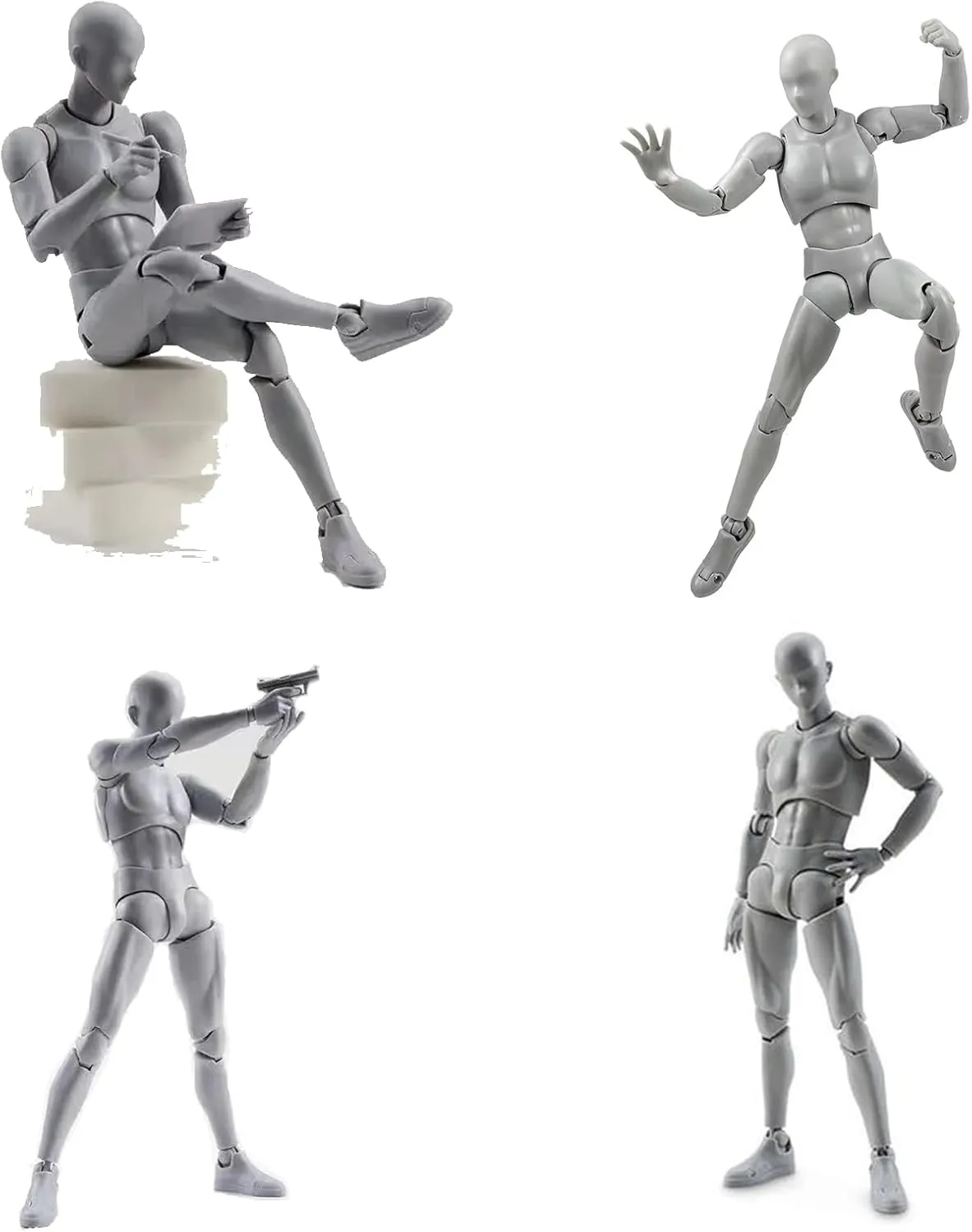 Action Figures PVC Model (Grey Color) with Box Drawing Figure Models for Artists(Female Male)