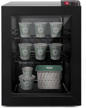 ADT Mini Freezer with Display Glass Door 2.1 Cu Ft Small Freezer with 2 Removable Shelves 7 Temperature Settings -8°F to 14°F Perfect for Liquor and Ice Cream