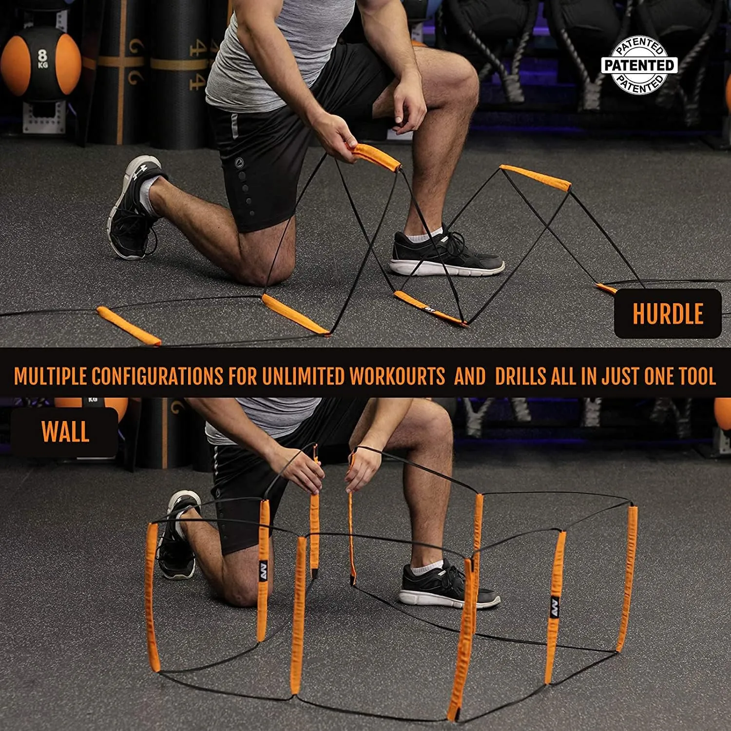 Agility Ladder, Agility Training Equipment, Soccer Speed Ladder, Football Footwork Ladder, Workout Ladder for Kid Adult, Foldable Instant Set-up & Tangle-Free & Carry Bag(4/8/8 4/12 Rung)