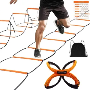 Agility Ladder, Agility Training Equipment, Soccer Speed Ladder, Football Footwork Ladder, Workout Ladder for Kid Adult, Foldable Instant Set-up & Tangle-Free & Carry Bag(4/8/8 4/12 Rung)