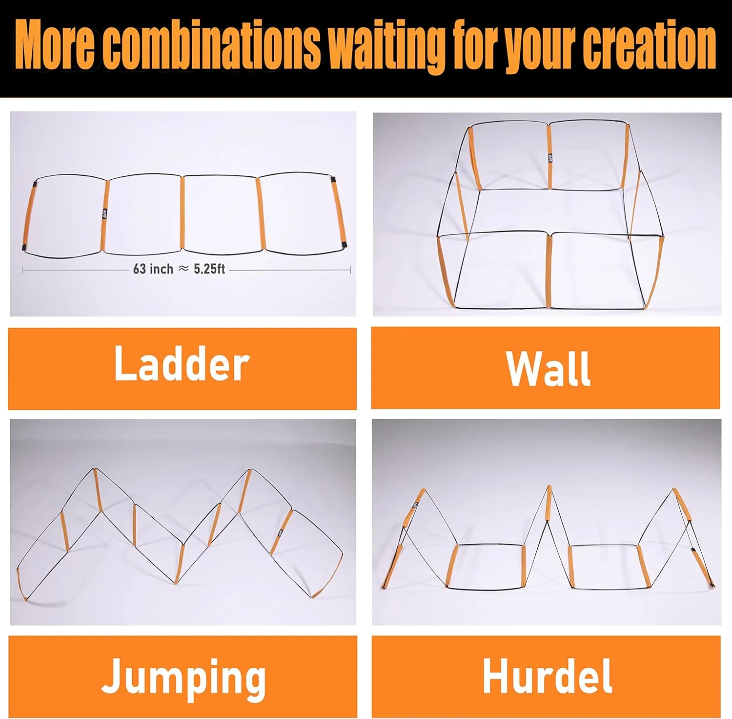 Agility Ladder, Agility Training Equipment, Soccer Speed Ladder, Football Footwork Ladder, Workout Ladder for Kid Adult, Foldable Instant Set-up & Tangle-Free & Carry Bag(4/8/8 4/12 Rung)