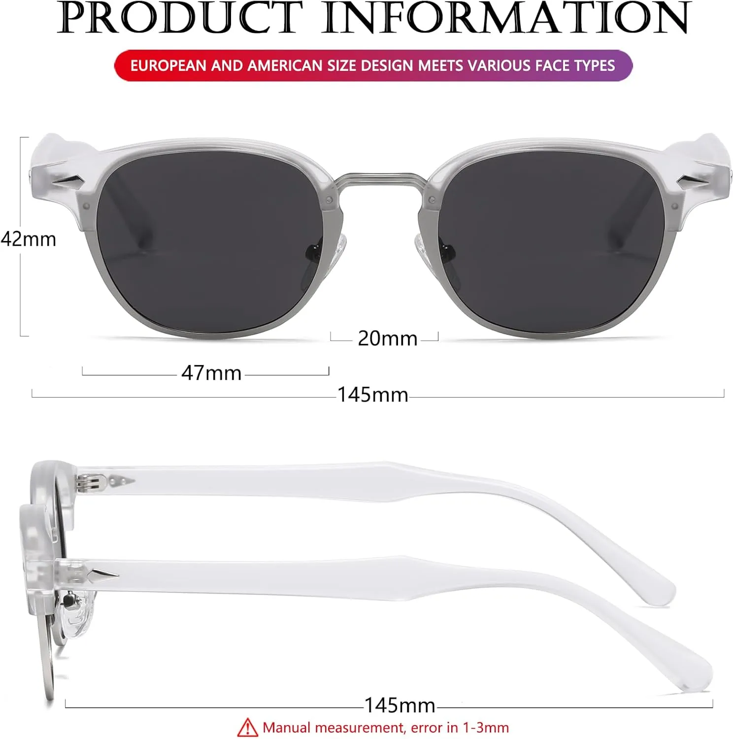 AIEYEZO Polarized Sunglasses for Men Women Classic Semi-Rimless Frame Sun Glasses Fashion Retro Designer Shades