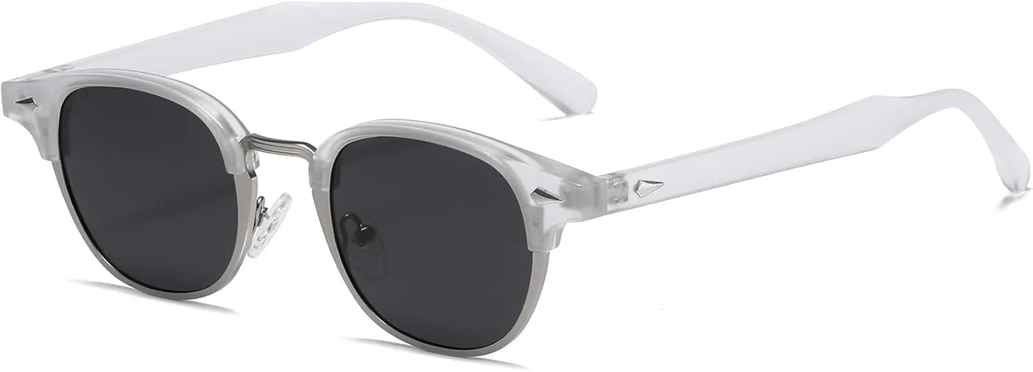 AIEYEZO Polarized Sunglasses for Men Women Classic Semi-Rimless Frame Sun Glasses Fashion Retro Designer Shades
