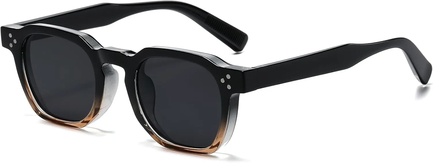 AIEYEZO Retro Sunglasses for Womens Mens Square Thick Framed Shades Trendy Vintage Sun Glasses