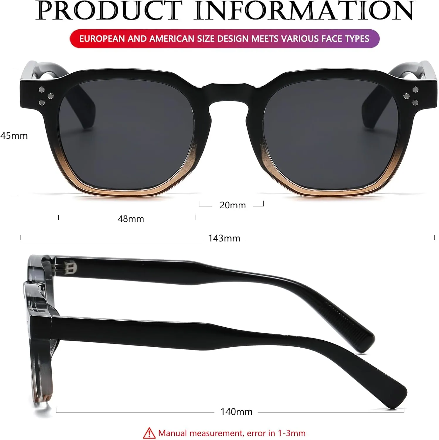 AIEYEZO Retro Sunglasses for Womens Mens Square Thick Framed Shades Trendy Vintage Sun Glasses