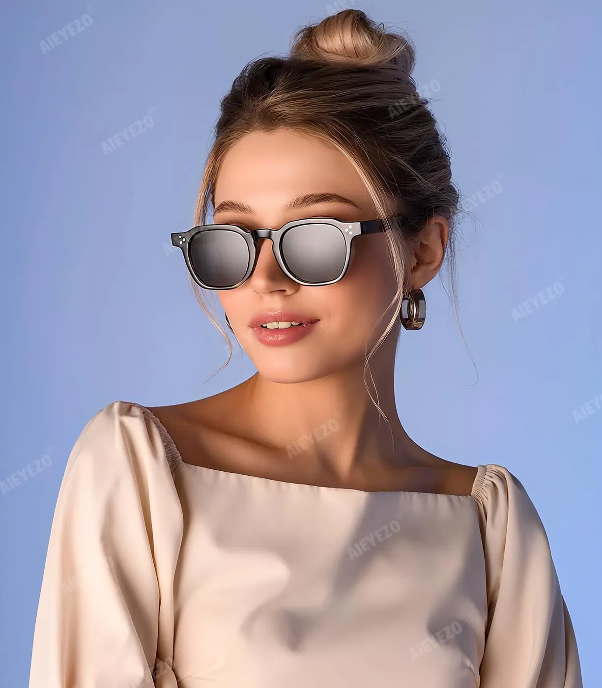 AIEYEZO Retro Sunglasses for Womens Mens Square Thick Framed Shades Trendy Vintage Sun Glasses