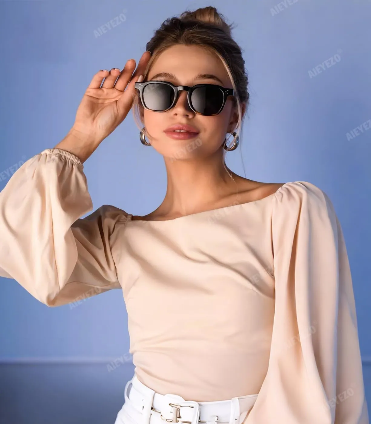 AIEYEZO Retro Sunglasses for Womens Mens Square Thick Framed Shades Trendy Vintage Sun Glasses