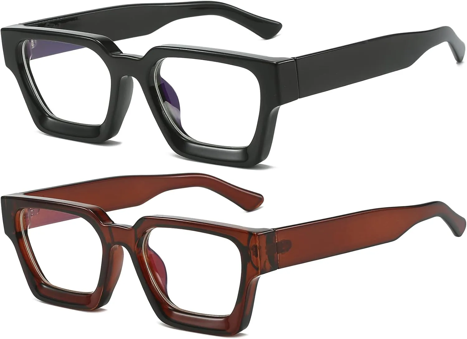 AIEYEZO Square Thick Frame Glasses for Women Men Fashion Blue Light Glasses Trendy Chic Computer Eyeglasses
