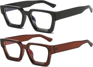 AIEYEZO Square Thick Frame Glasses for Women Men Fashion Blue Light Glasses Trendy Chic Computer Eyeglasses