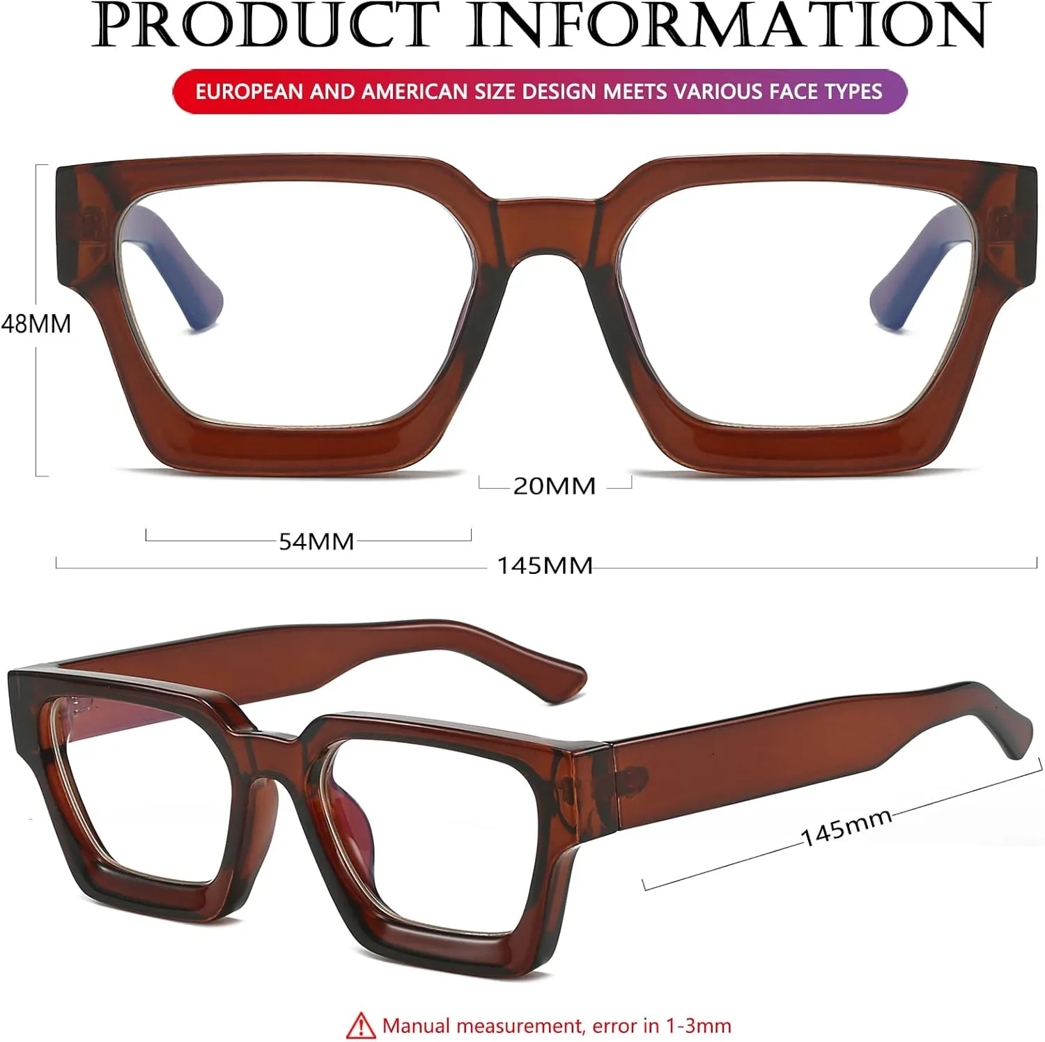 AIEYEZO Square Thick Frame Glasses for Women Men Fashion Blue Light Glasses Trendy Chic Computer Eyeglasses