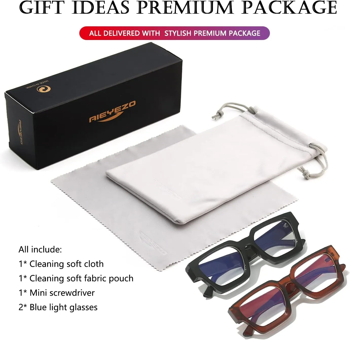 AIEYEZO Square Thick Frame Glasses for Women Men Fashion Blue Light Glasses Trendy Chic Computer Eyeglasses