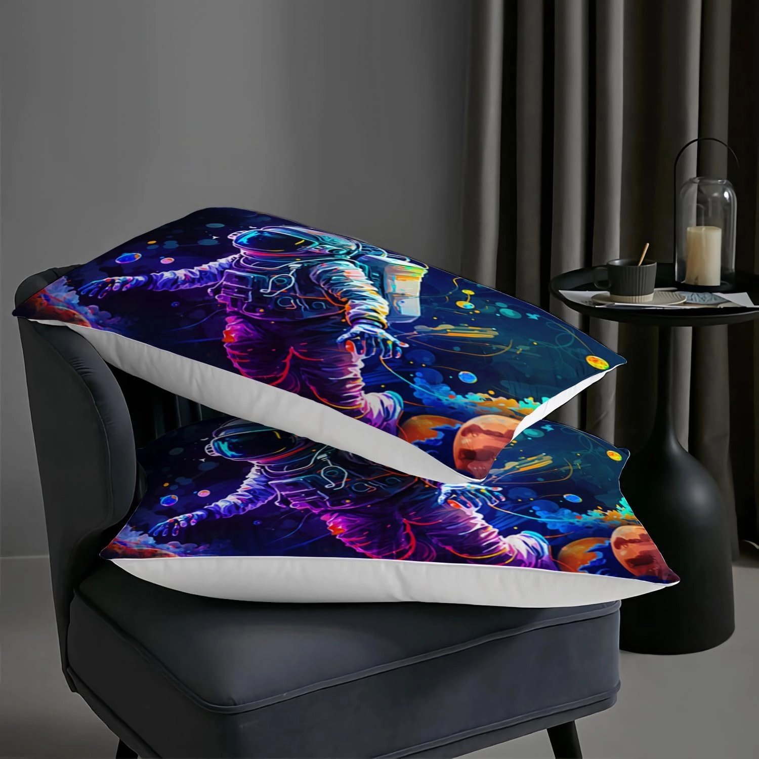 AILONEN 3D Astronaut Comforter Set Twin Size, Outer Space Bedding Set for Kids Girls Boys,Galaxy Bed in a Bag,Astronauts Walking in Space Duvet Set,1 Quilt   2 Pillowcases