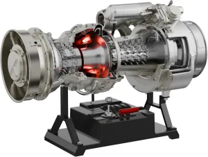 Aircraft Turboshaft Engine Model Kit, SKYMECHMAN 1/4 Metal Simulation Electric Military Helicopter Engine Model, Aircraft Engine Kit, Science Education Set for Adults and Teens, KIT