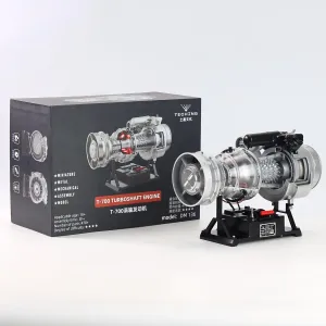 Aircraft Turboshaft Engine Model Kit, SKYMECHMAN 1/4 Metal Simulation Electric Military Helicopter Engine Model, Aircraft Engine Kit, Science Education Set for Adults and Teens, KIT